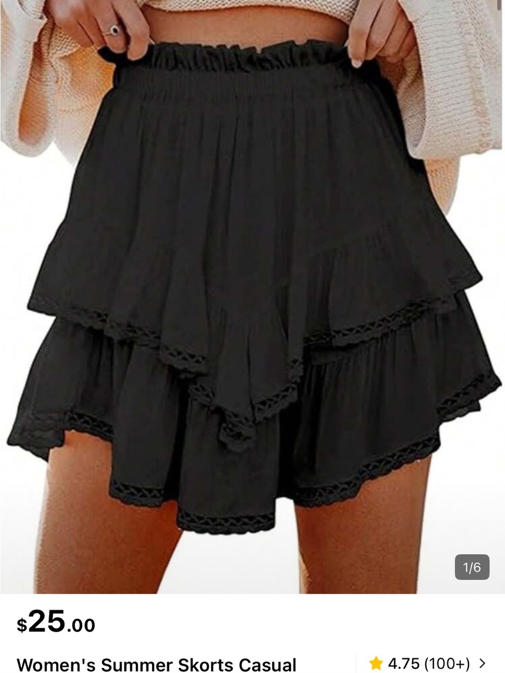 SHEIN Black Tiered Ruffle Skort
